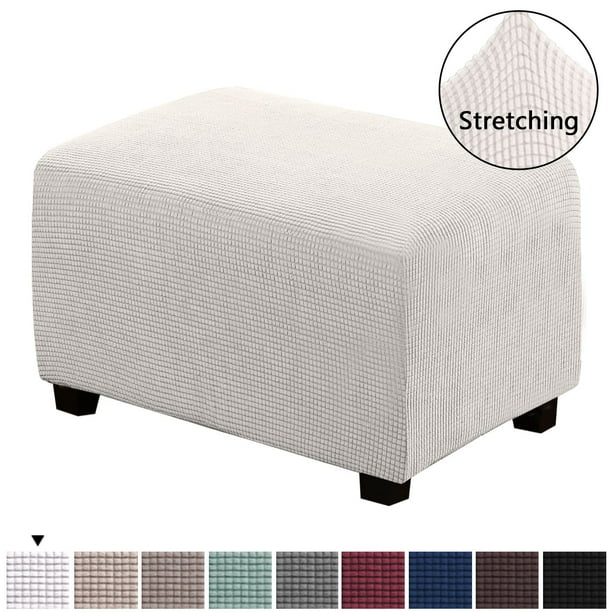 Rectangle Footstool Stretch Ottoman Cover Washable Modern Checked Jacquard Canapé